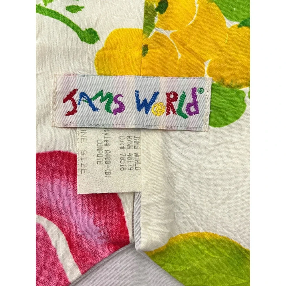 Jams World Necktie Mens One Size Cream‎ Fruit Print Vintage 90s Rayon A400-B
